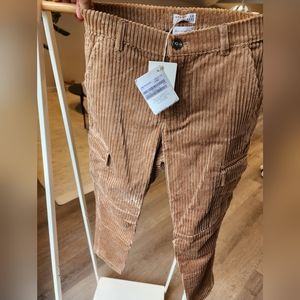 Brunello Cucinelli Boy's Pleated Corduroy Tapered Leg Trouser Pants